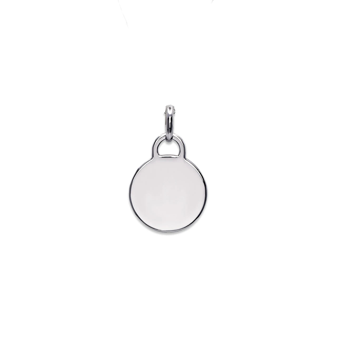 White Gold Engravable Round Pendant