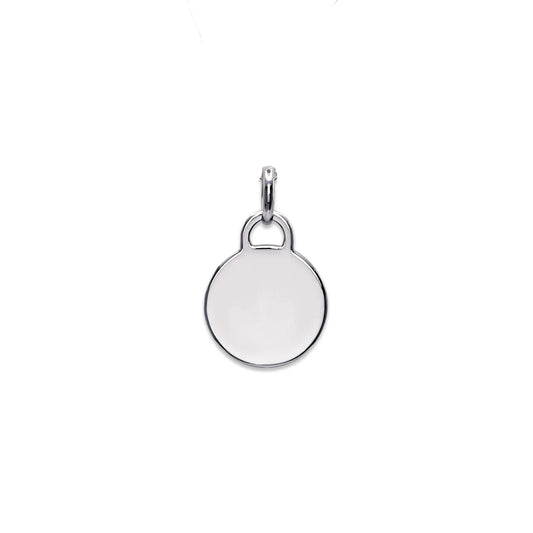 White Gold Engravable Round Pendant