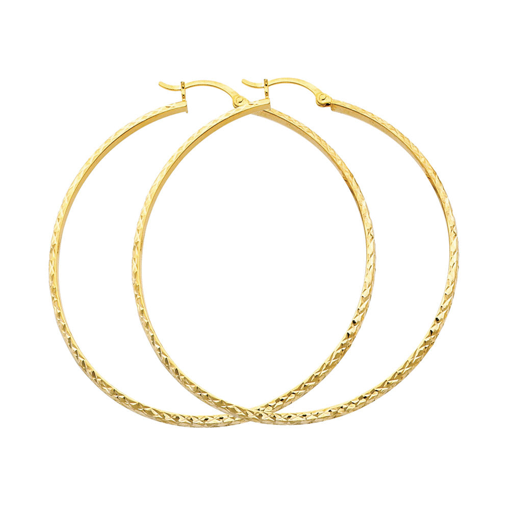 Hollow Diamond Cut Hoop Earrings (45mm)
