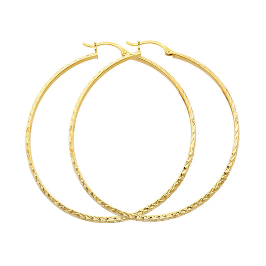 Hollow Diamond Cut Hoop Earrings (45mm)