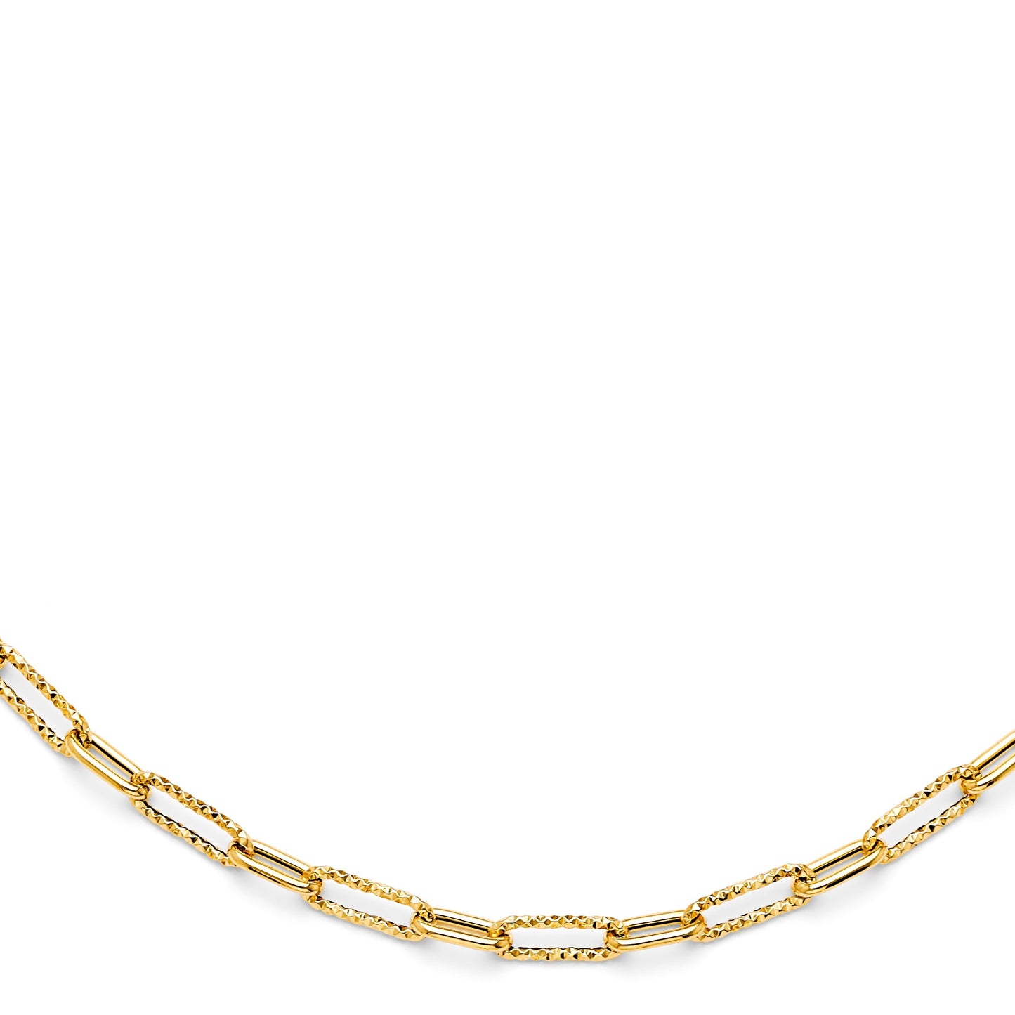 Diamond Cut Hollow Paperclip Necklace