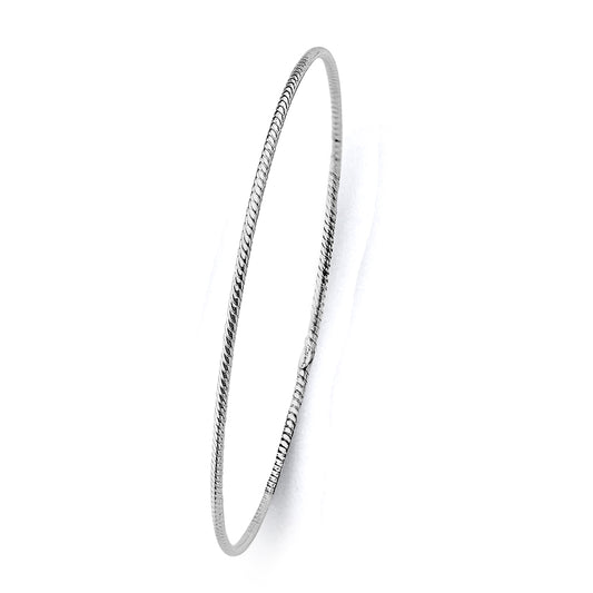 White Gold Braided Bangle 1.5mm