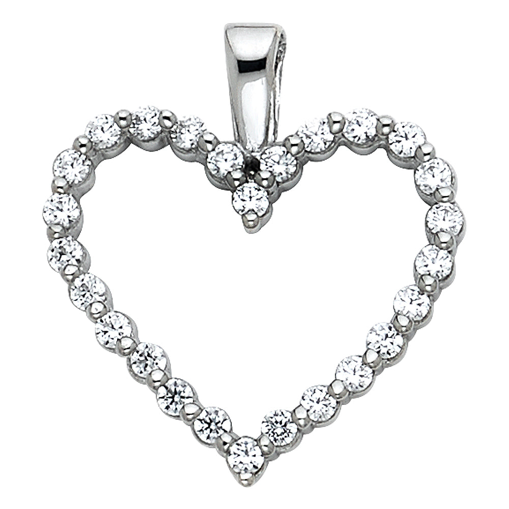 White Gold CZ Heart Pendant
