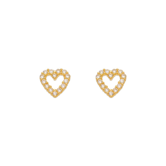 Heart CZ Stud Earrings