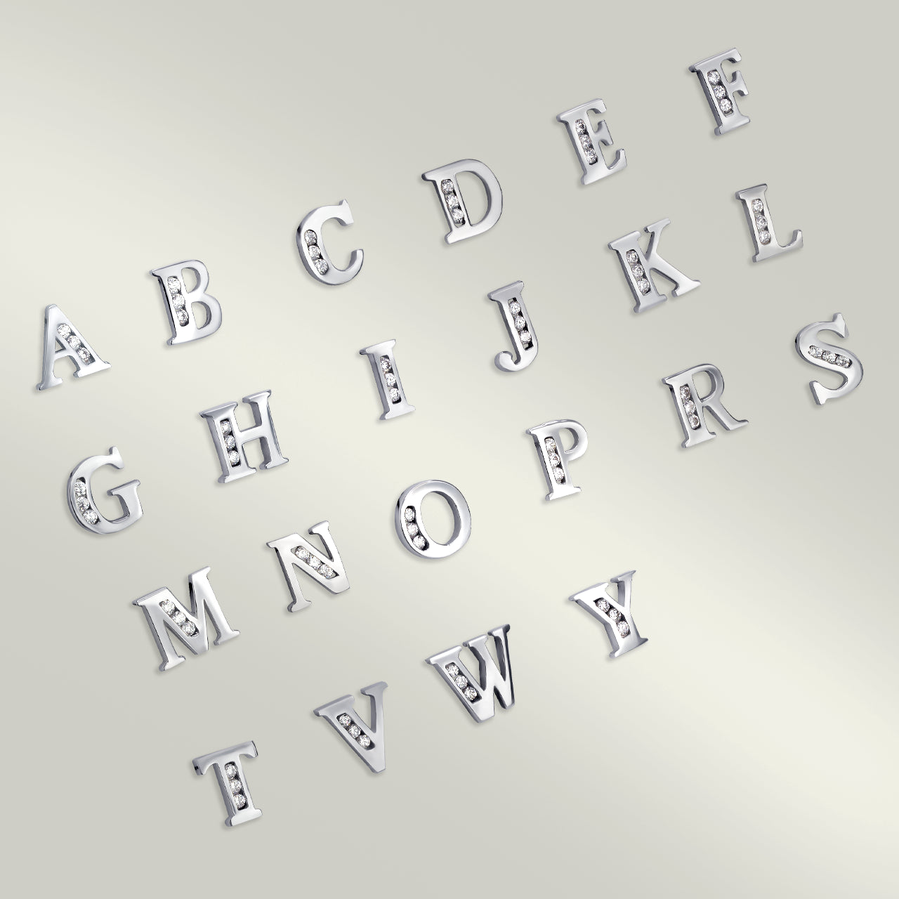 White Gold CZ Initial Earrings