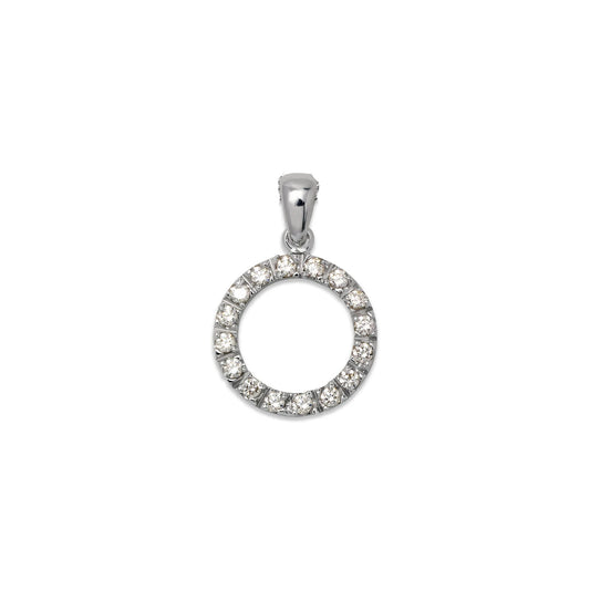 CZ White Gold Circle Pendant