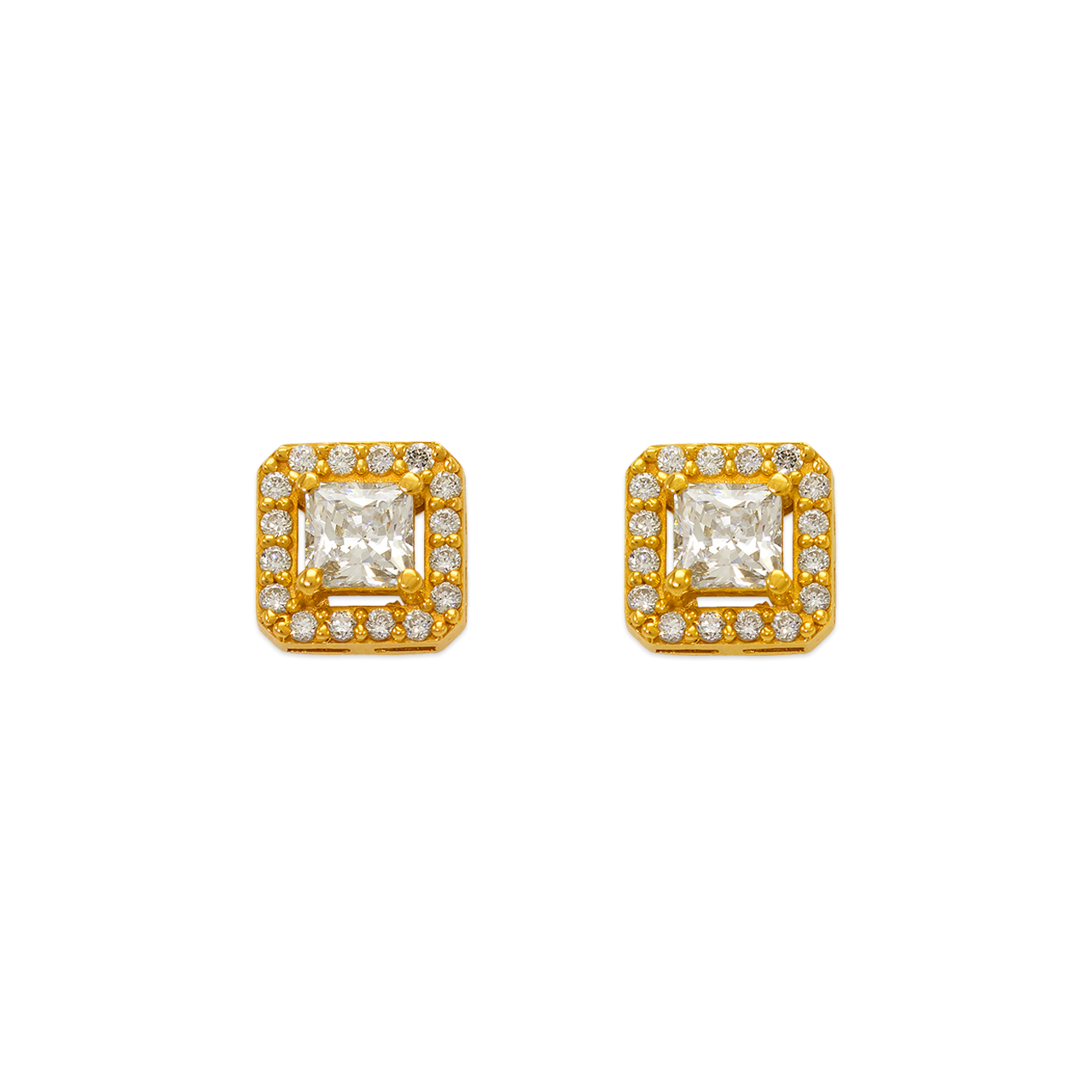 CZ Princess Cut Stud Earrings