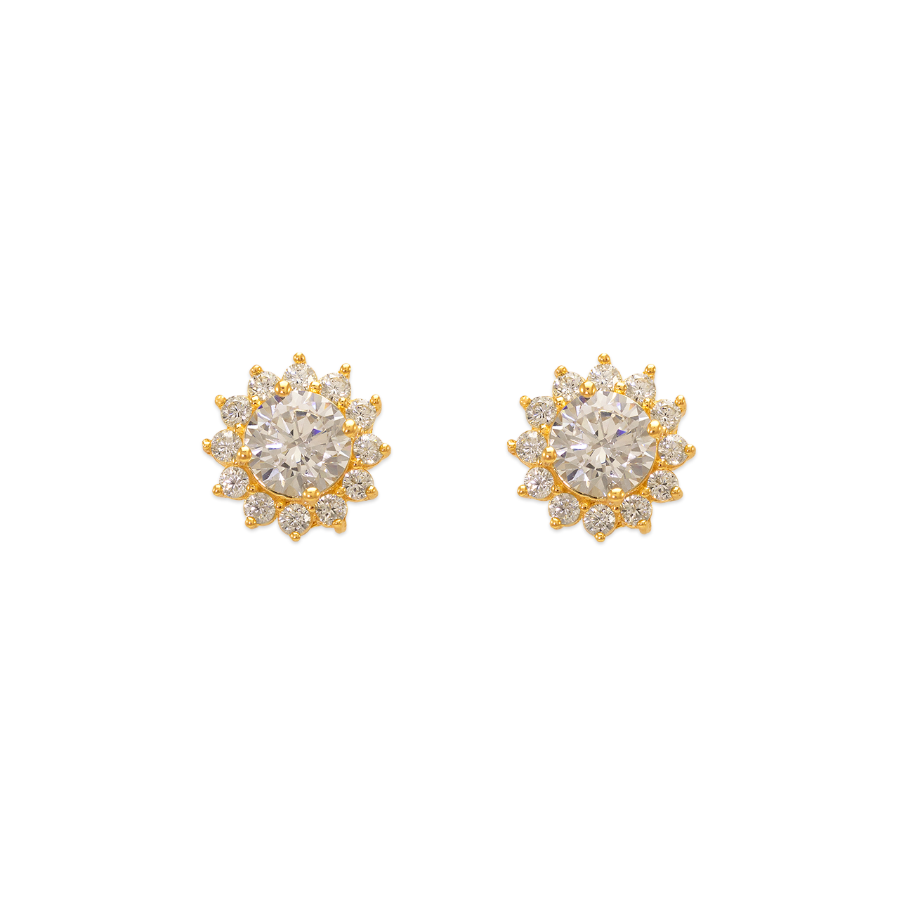 CZ Sunburst Stud Earrings