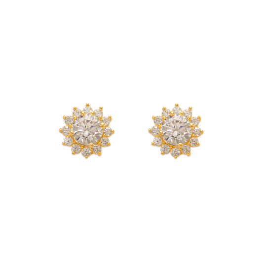 CZ Sunburst Stud Earrings