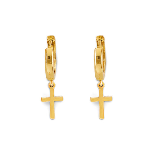 Dangling Cross Huggies Earrings