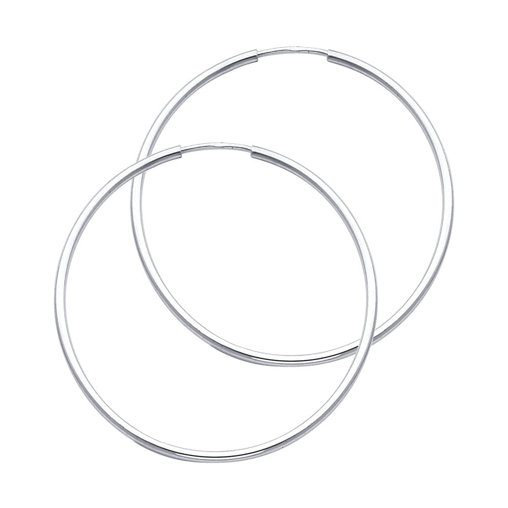 White Gold Endless Hoop Earrings (35mm)