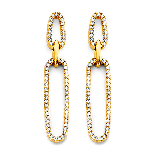 CZ Paper Clip Earrings