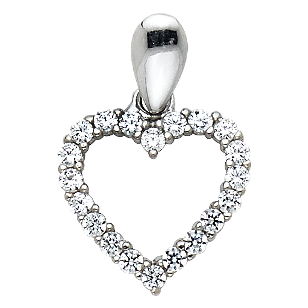 White Gold CZ Heart Pendant
