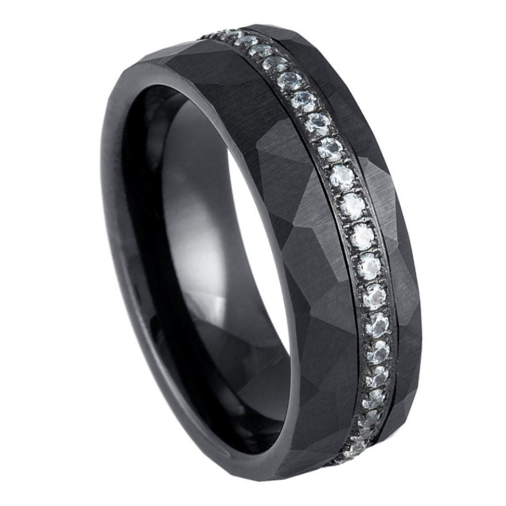 Black CZ Tungsten Ring 8MM