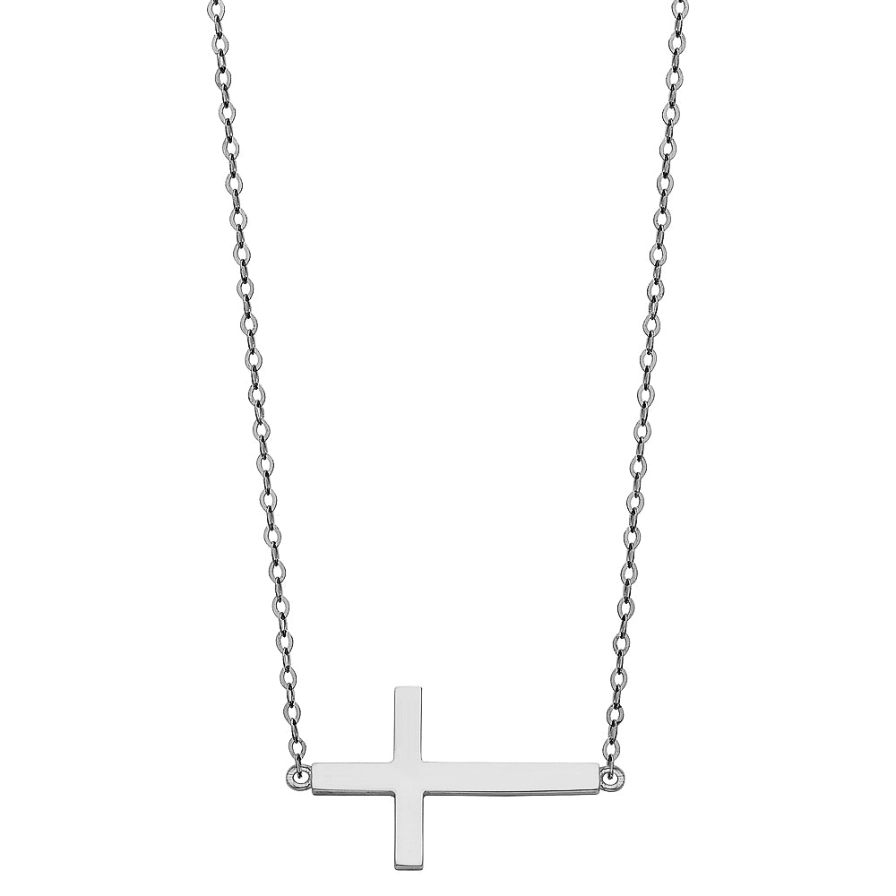 White Gold Bless Me Cross Necklace