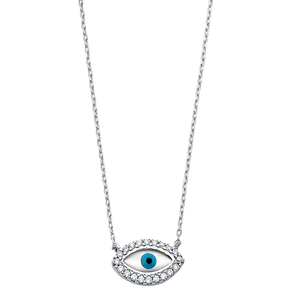 White Gold Evil Eye Necklace