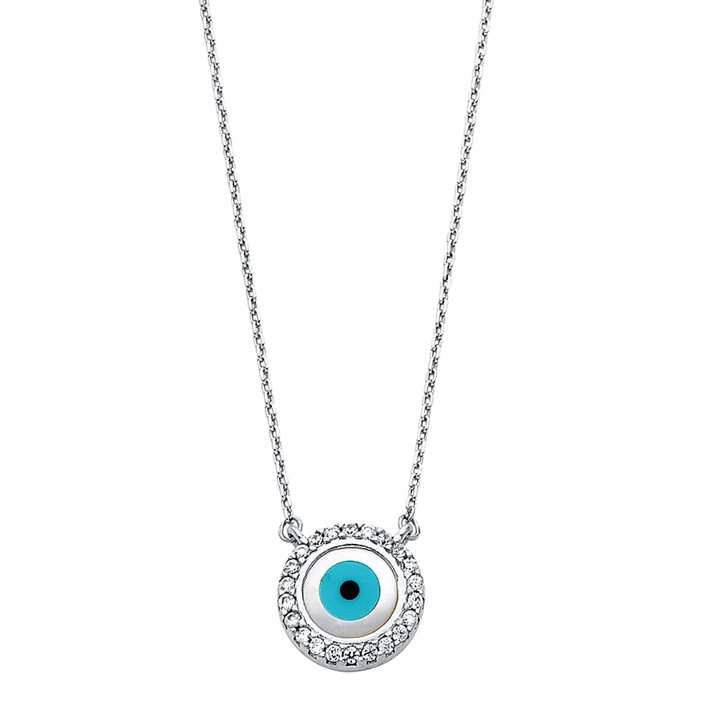 White Gold Evil Eye Necklace