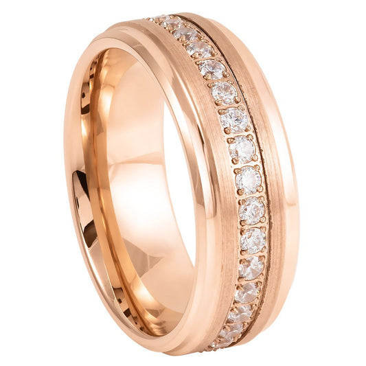 CZ Rose Gold Tungsten Ring