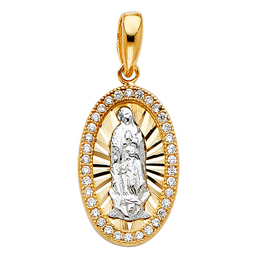 Oval Sparkle Virgen de Guadalupe Pendant