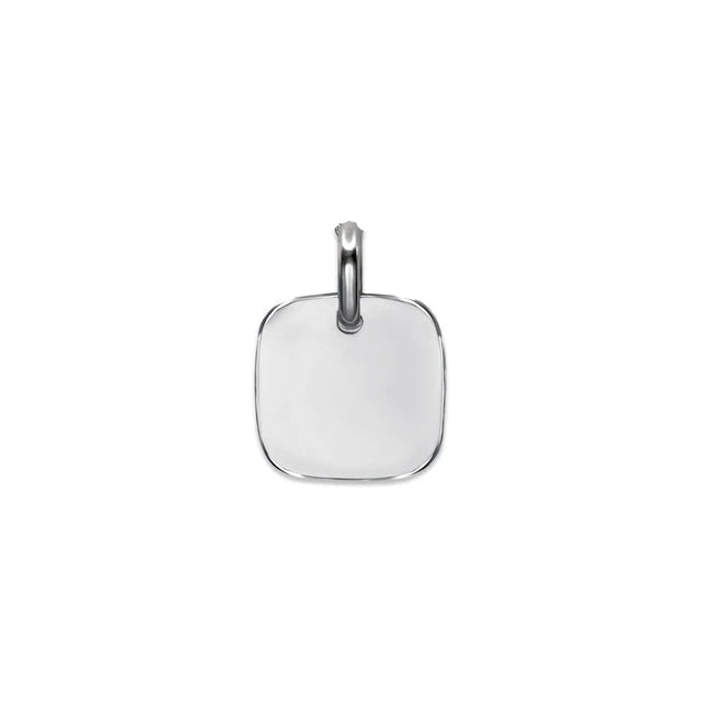 White Gold Engravable Square Pendant