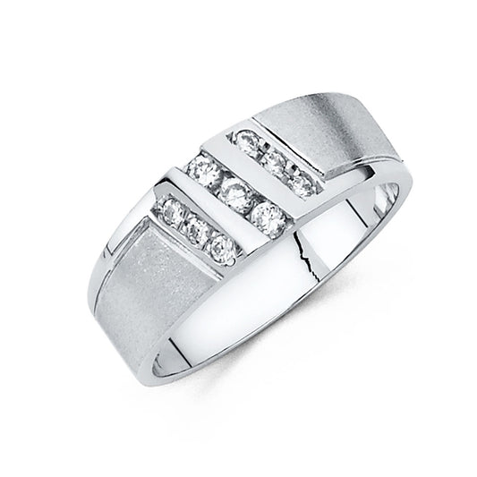 Brushed White Gold Men’s Ring