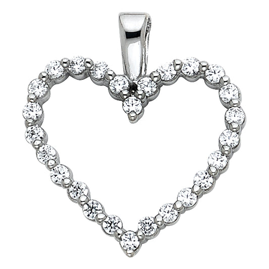 White Gold CZ Heart Pendant