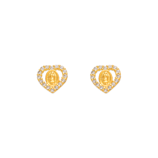 Guadalupe Heart CZ Stud Earrings