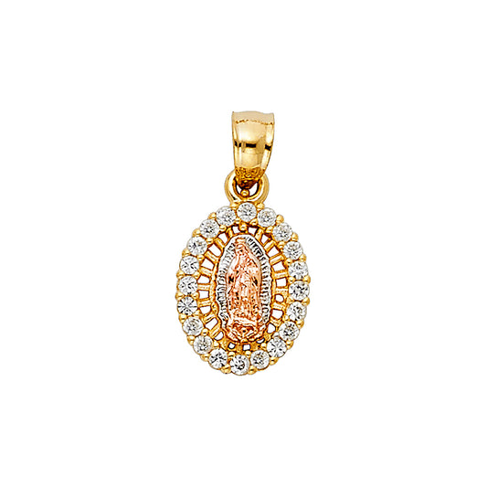 Tri Color Mini Virgen De Guadalupe Pendant