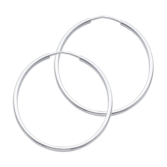 White Gold Endless Hoop Earrings (30mm)