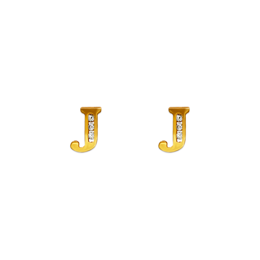 CZ Initial Stud Earrings