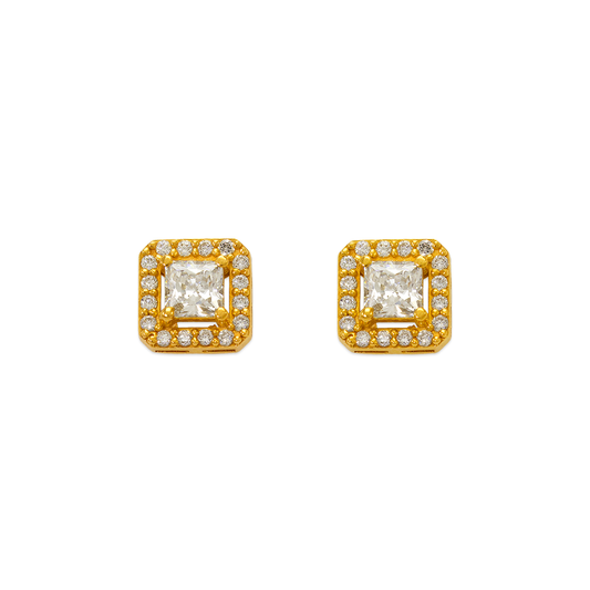 CZ Princess Cut Stud Earrings