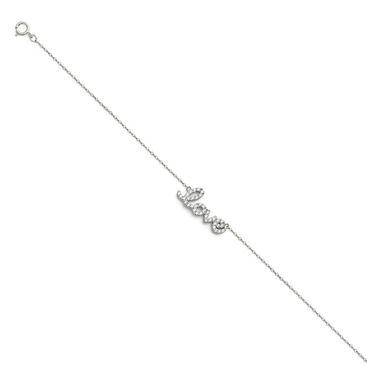 White Gold Love CZ Bracelet