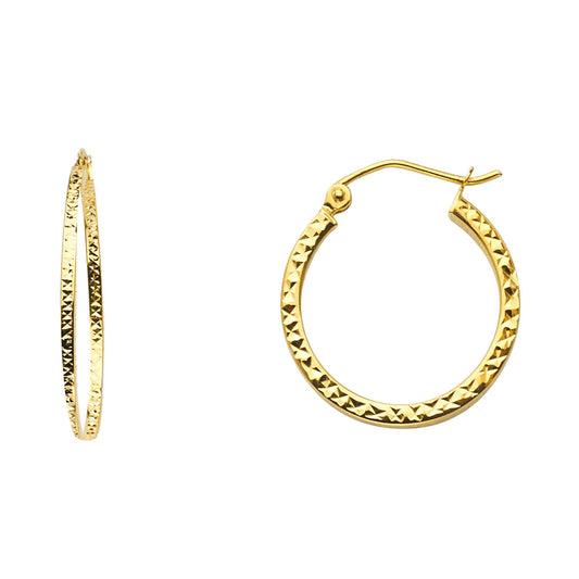 Hollow Diamond Cut Hoop Earrings