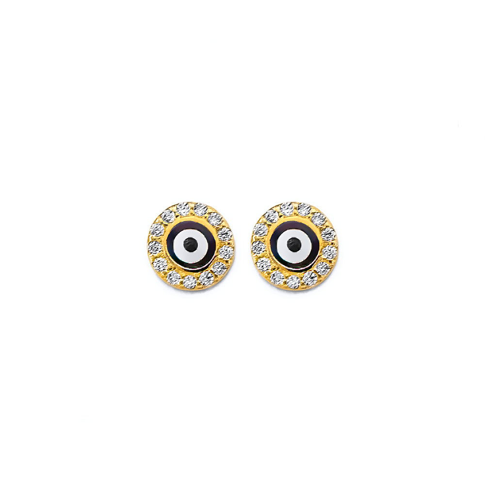 CZ Evil Eye Stud Earrings