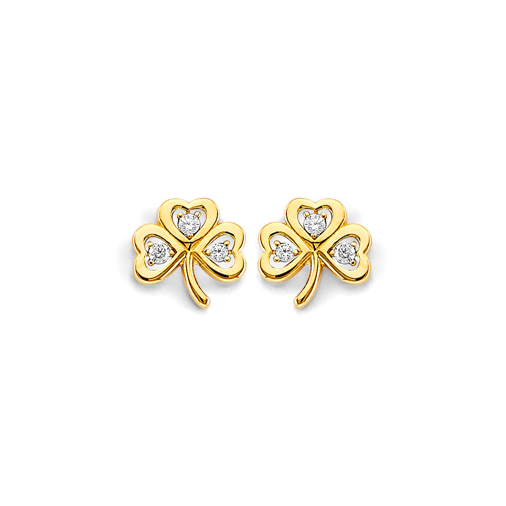 CZ Clover Stud Earrings