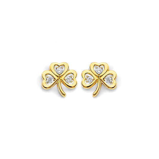 CZ Clover Stud Earrings