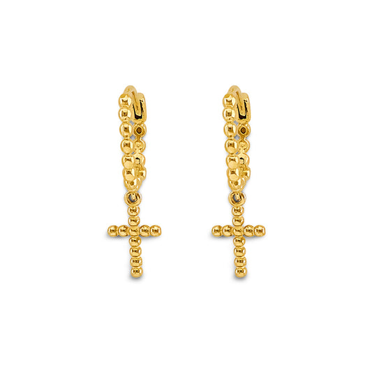 Bead Cross Huggies Earrings