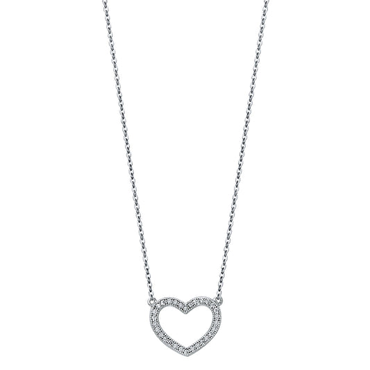 White Gold Sparkle Heart Necklace