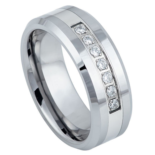 CZ Tungsten Ring 8MM