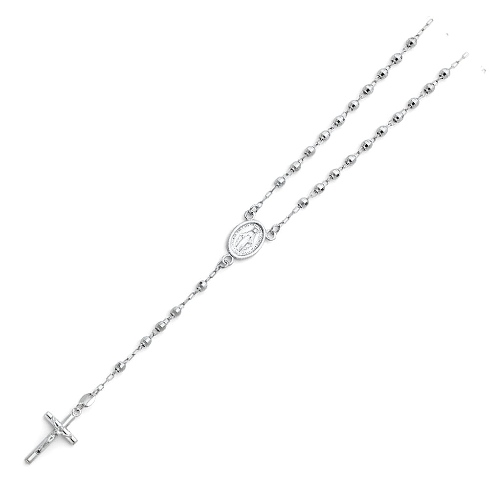 White Gold Rosary 3MM