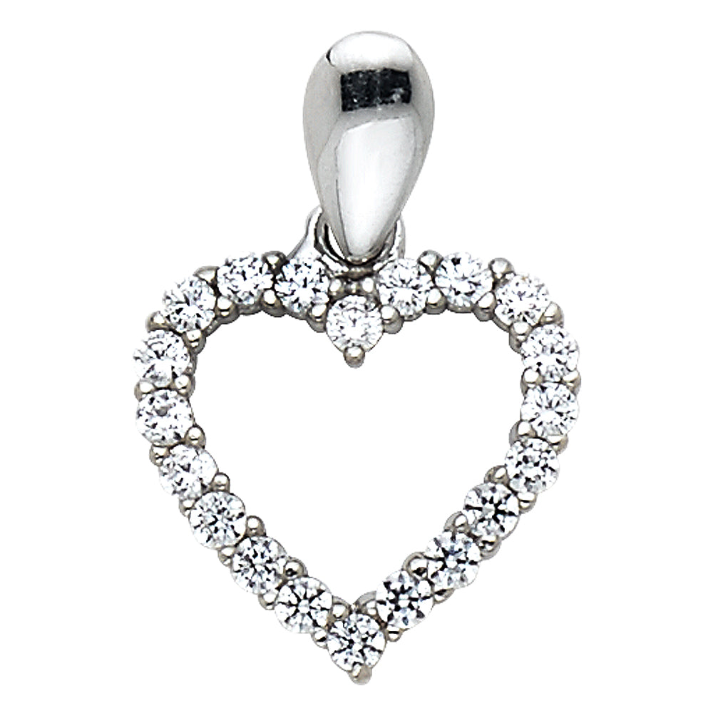 White Gold CZ Heart Pendant