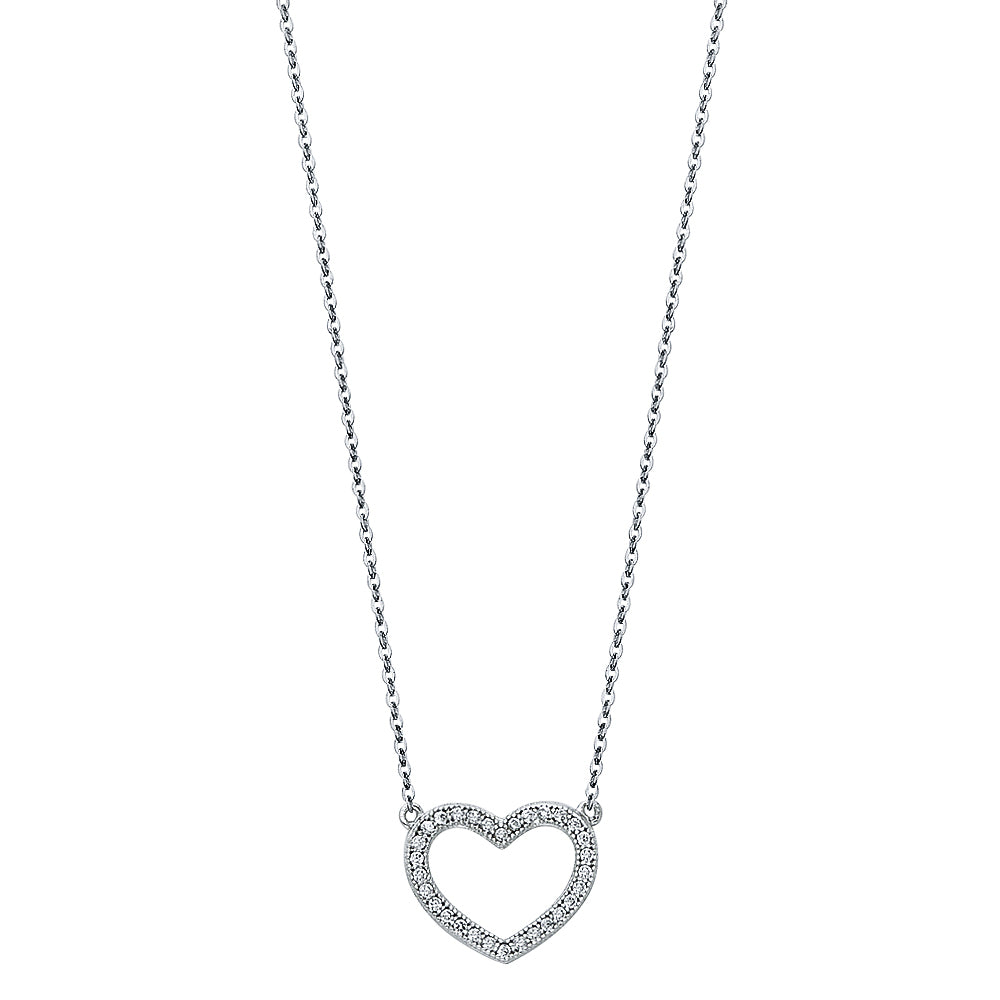 White Gold Sparkle Heart Necklace