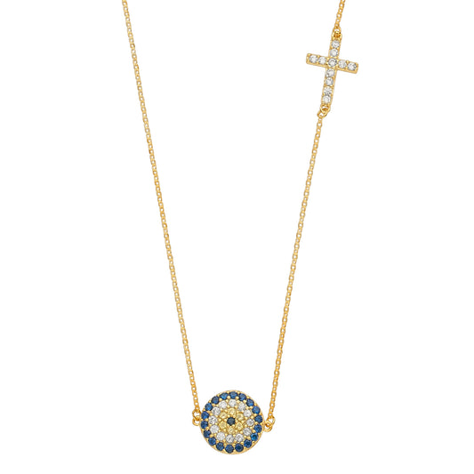 Evil Eye & Cross Necklace