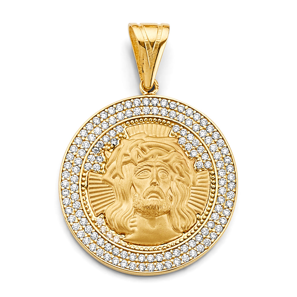 CZ Round Jesus Pendant