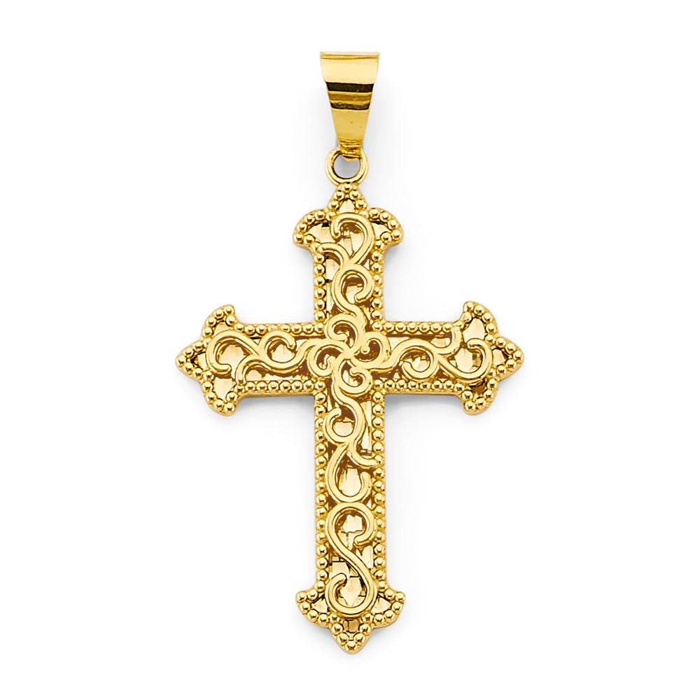 Beaded Scroll Cross Pendant