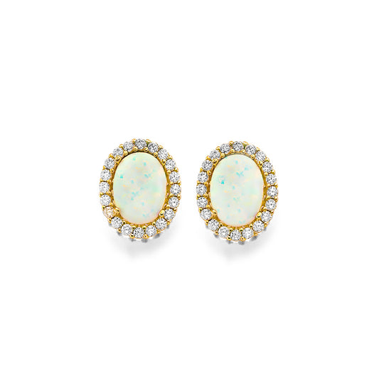 Oval Opal Earrings