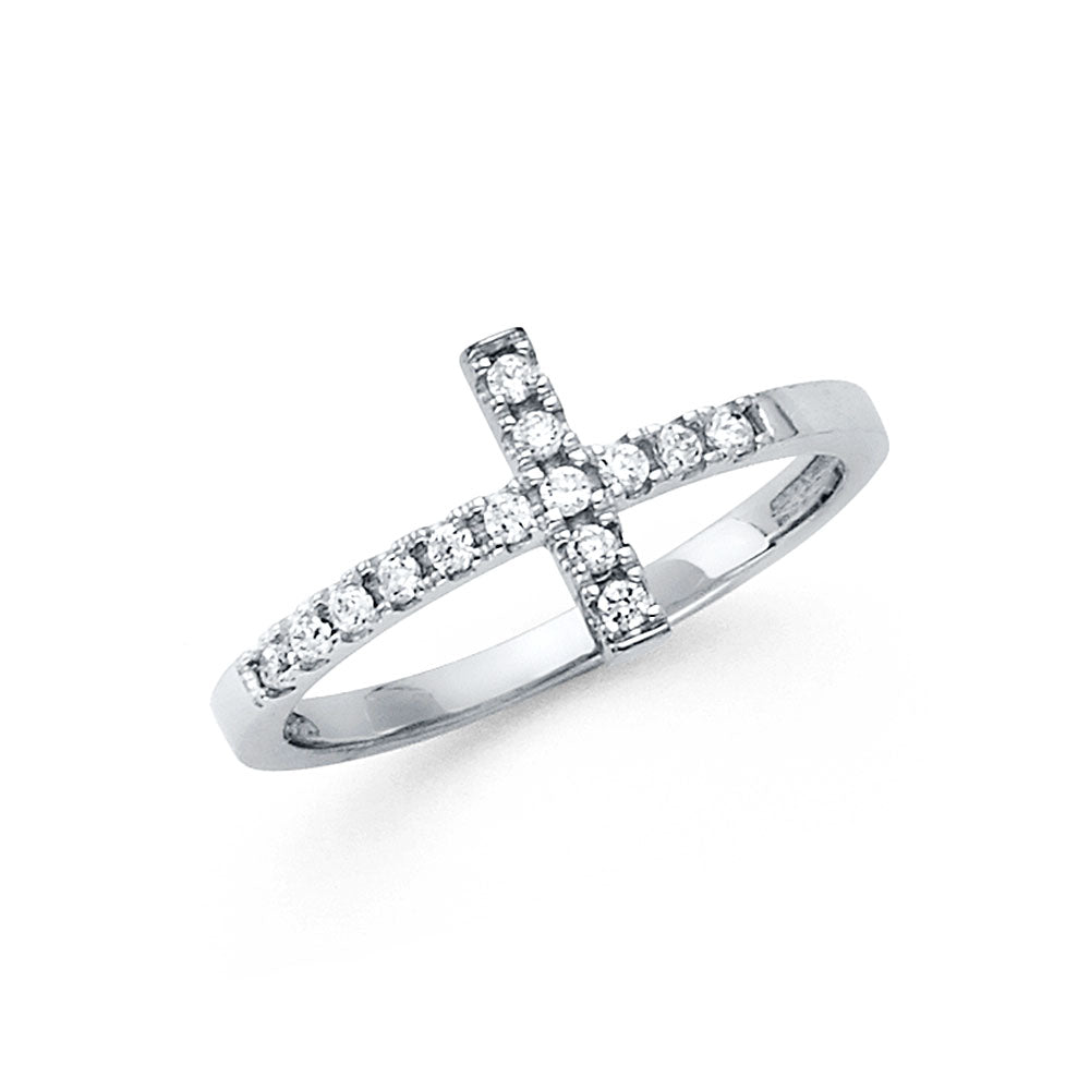 White Gold Cross Ring